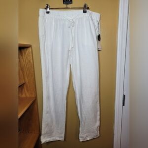 NWT Stylus 100% Linen Pants Drawstring Waist sz L